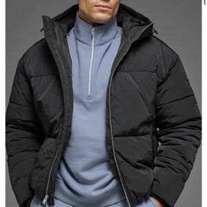 NWT Alo Crinkle Nylon Hooded Stage Puffer in Black